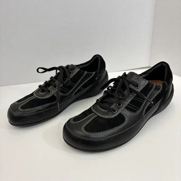 Birkenstock Footprints Leather Lace Up Walking Shoes Womens 8 39 Black Sneakers - Picture 7 of 12